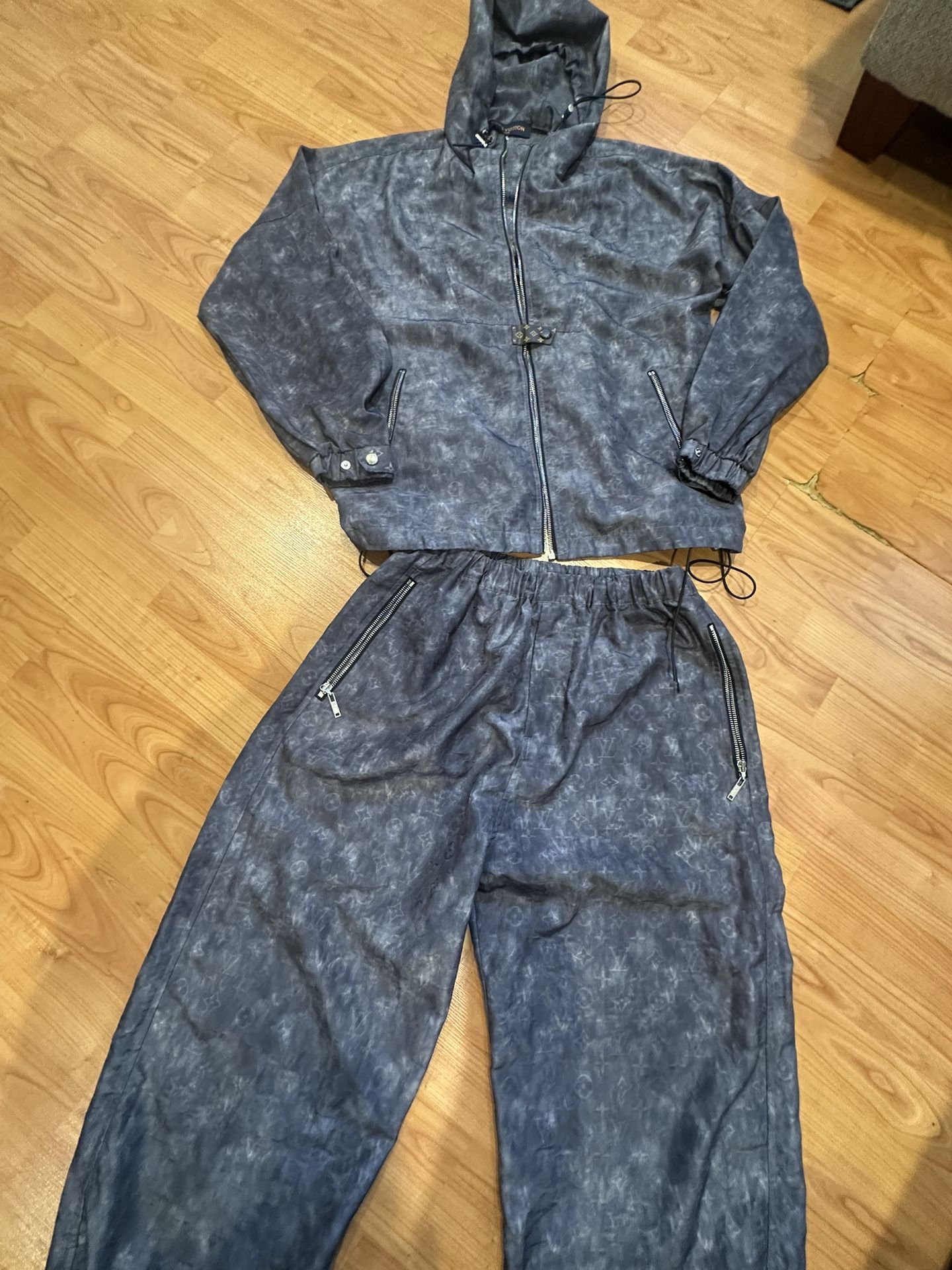Gray Louis Vuitton Windbreaker Set