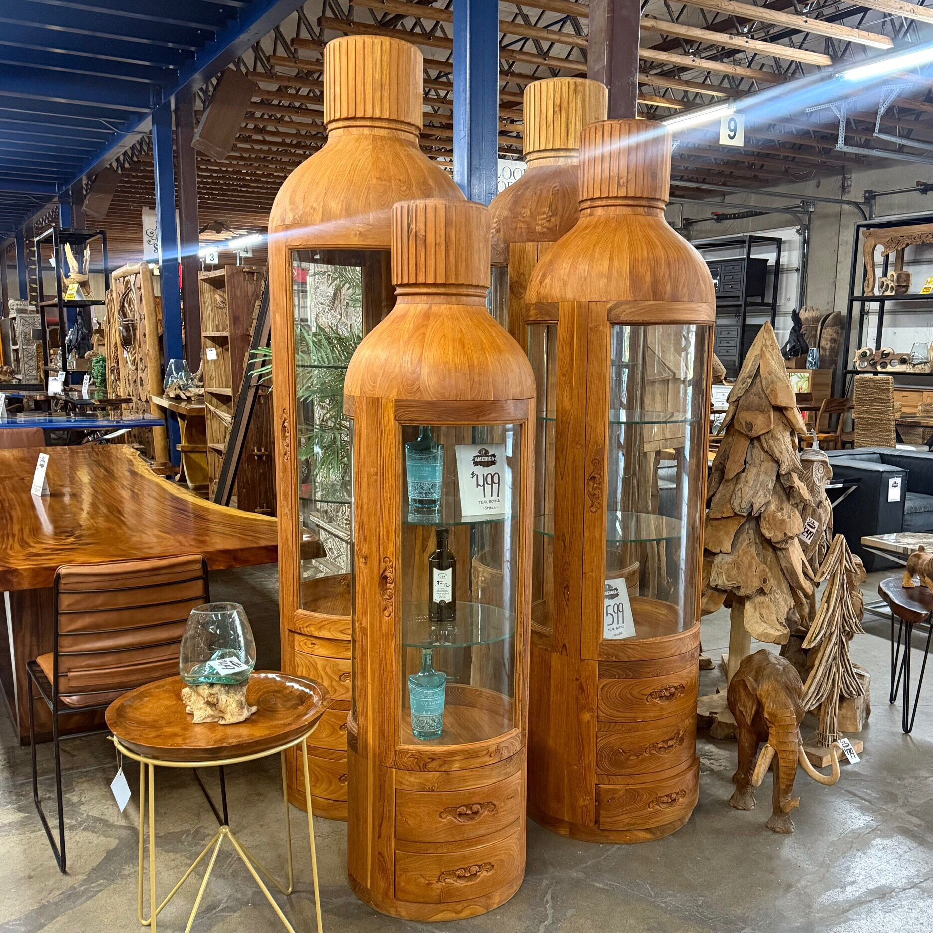 Solid Teak And Glass Bottle Cabinet ( Multiple sizes ) 