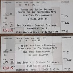2 Tickets To younes & soraya nazarian center for the performing arts