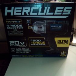 Hercules 1500 Brushless 20 V Lithium-ion 1/2" Ultra Torque Impact Wrench....
