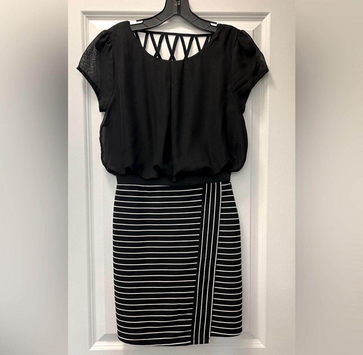 Black Mini Dress With Pencil Skirt And Blouse Size SMALL