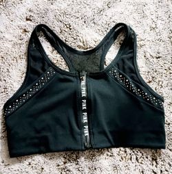 Victoria's Secret PINK Women Lace Studded Front Zipper Sport Bra Size S