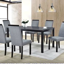 Dining Set 7pcs Color Grey 