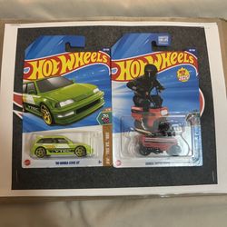 2025 Hot Wheels HW Moto 3/5 HONDA MOTOCOMPO Red and Case K 90 Civic EF Green