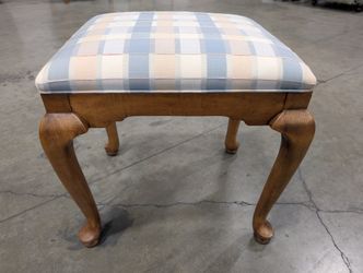 Charming Pastel Plaid Upholstered Footstool