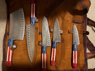 5-Piece Chef Knife Set with Leather Roll