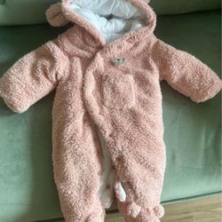  Baby Newborn Snowsuit ,Winter Hooded Footie Fleece Jumpsuit for Infant Girls  