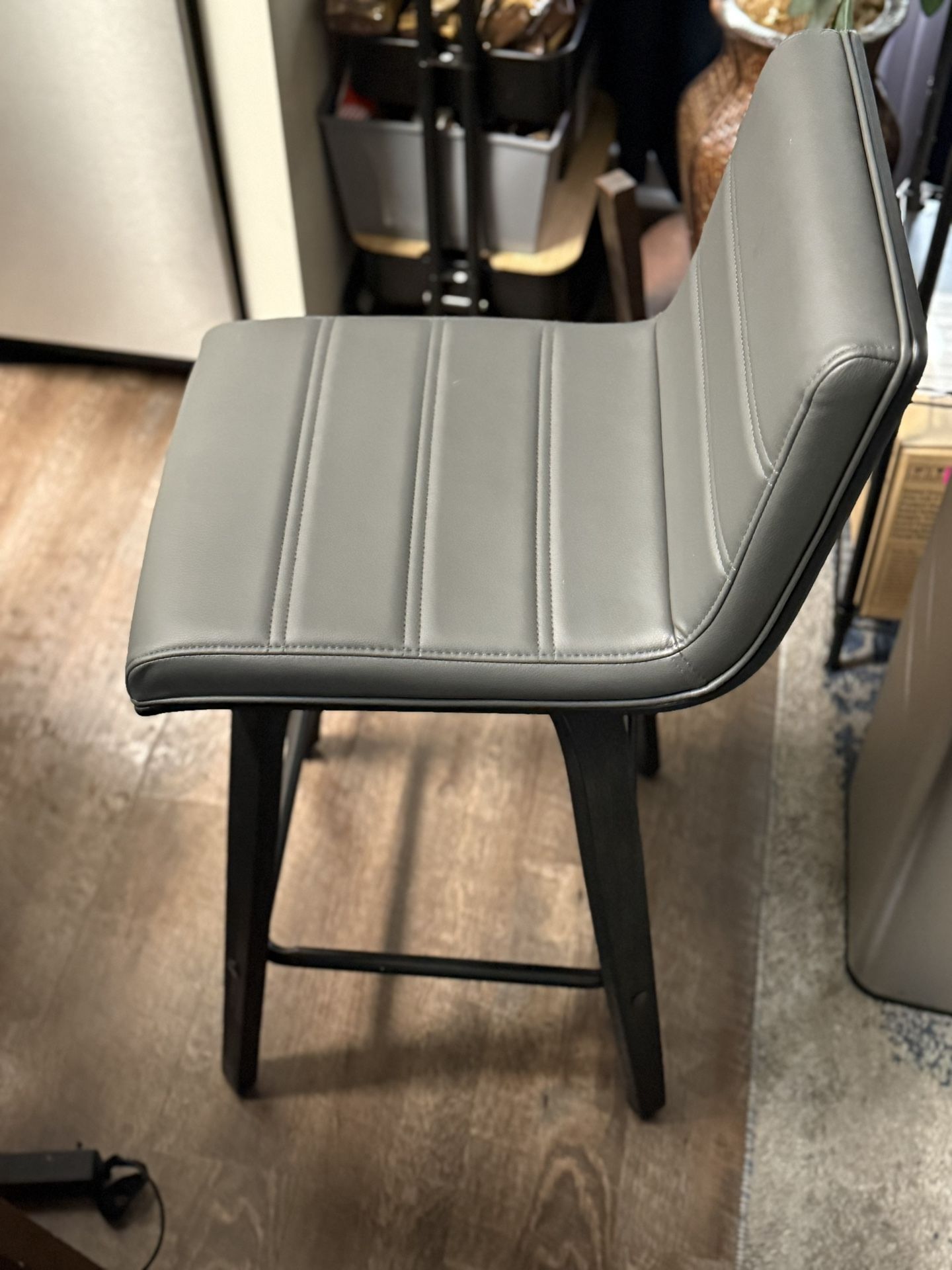 Grey Faux Leather Hydraulic Stool