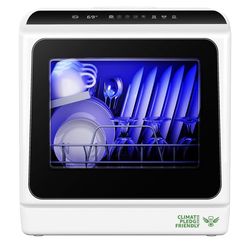 Countertop Dishwasher Portable with 6 Programs, 5L Built-in Water Tank for Apartments & RV, 167℉ High-Temp, No Hookup Needed, Mini Dishwasher with Bab