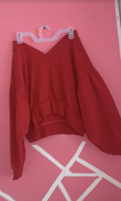 Red cropped hoodie