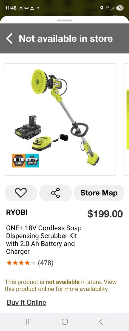 RYOBI 18V CORDLESS TELESCOPING SCRUBBER KIT BATTERY AND CHARGER NEW