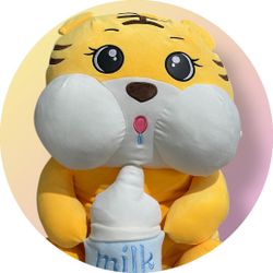 Tiger Teddy Bear Holding A Milk Bottle