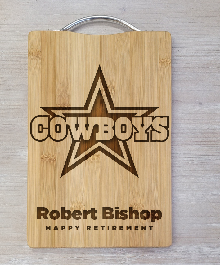 Robert Bishop Cowboys Laser Engraved Cutting Board