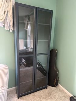IKEA BILLY Bookcase - Navy Blue w/ Glass Doors