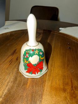 Vintage Style Ceramic Duck & Christmas Bell – Home Decor Set