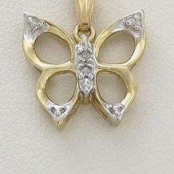 10kt Dije De Oro Solido  🦋  Con Piedras Diamantes 💎 