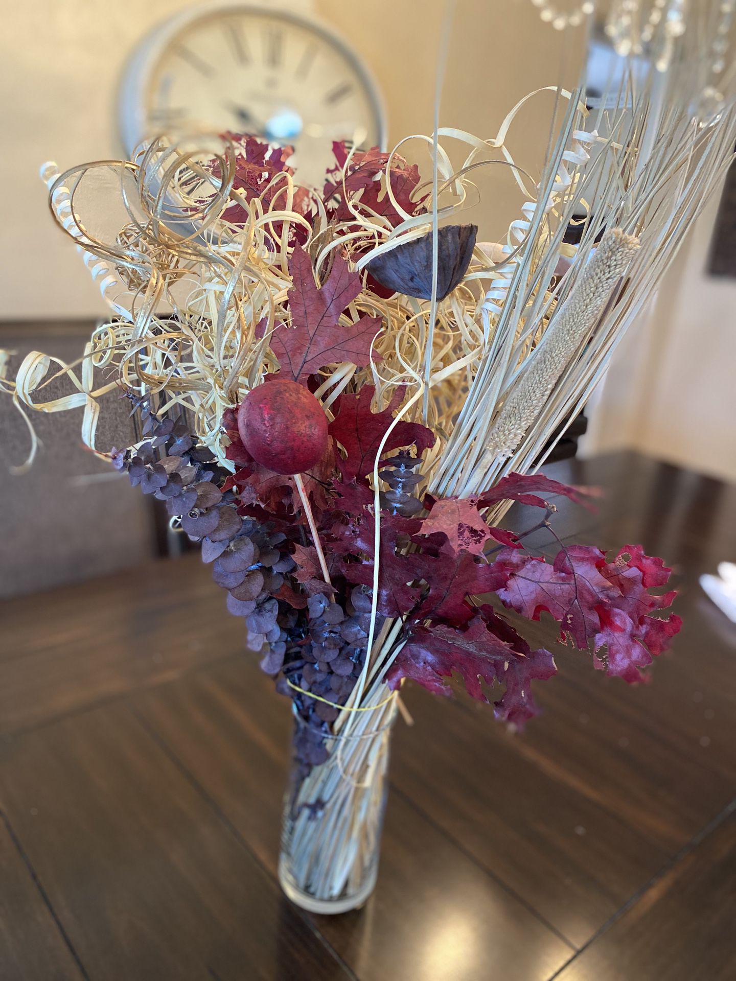 Fall Arrangement dry flowers with glass vase