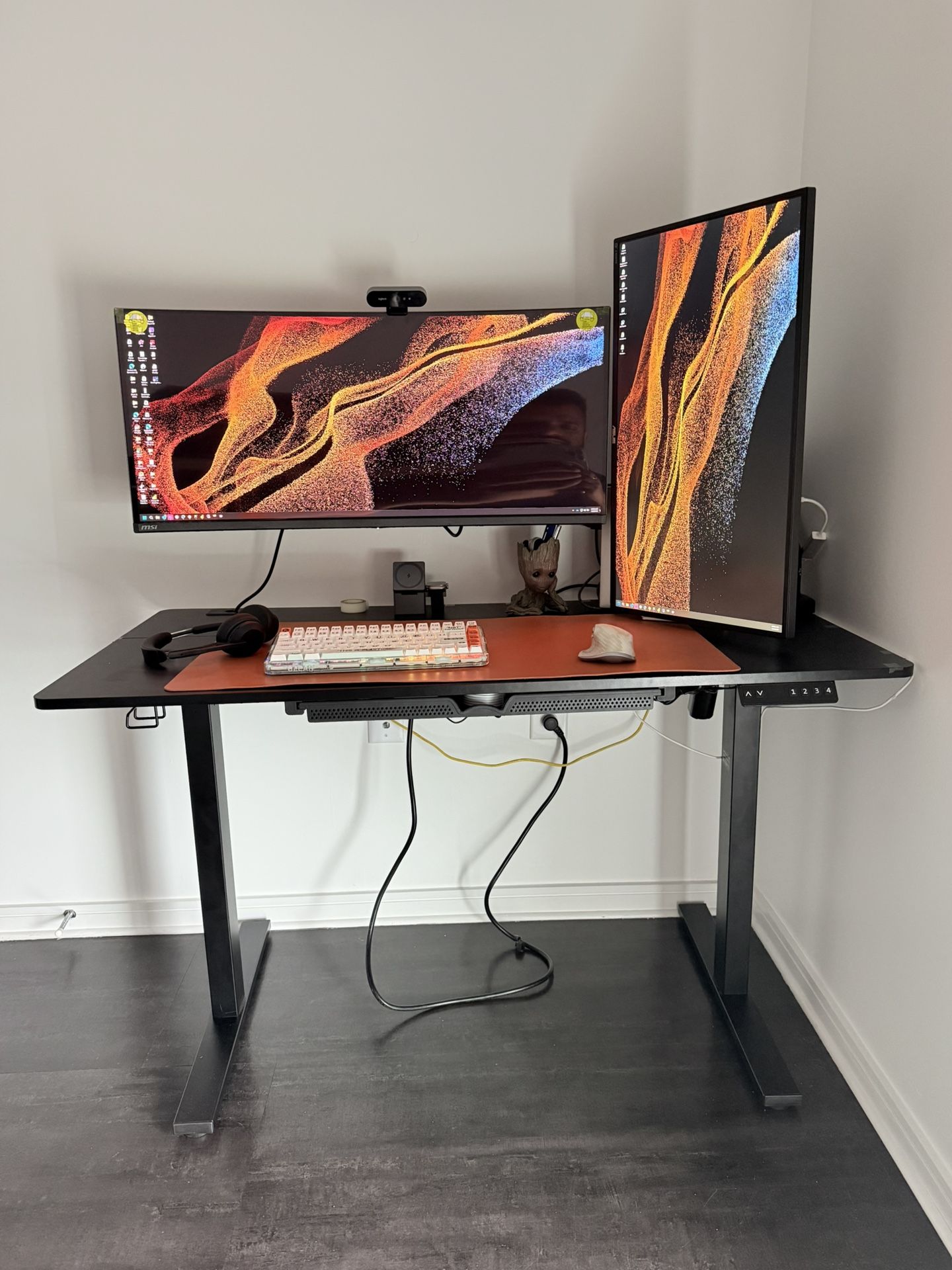 48-Inch Electric Height Adjustable Standing Desk with Memory Preset and Cable Management Tray, Black