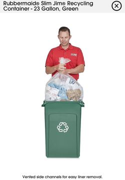 CLEAN Rubbermaid Slim Jim Composting Container 23 Gallon, Green