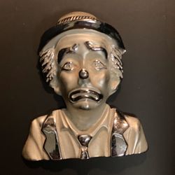 Silver Clown Brooch Pin (2”x2”)