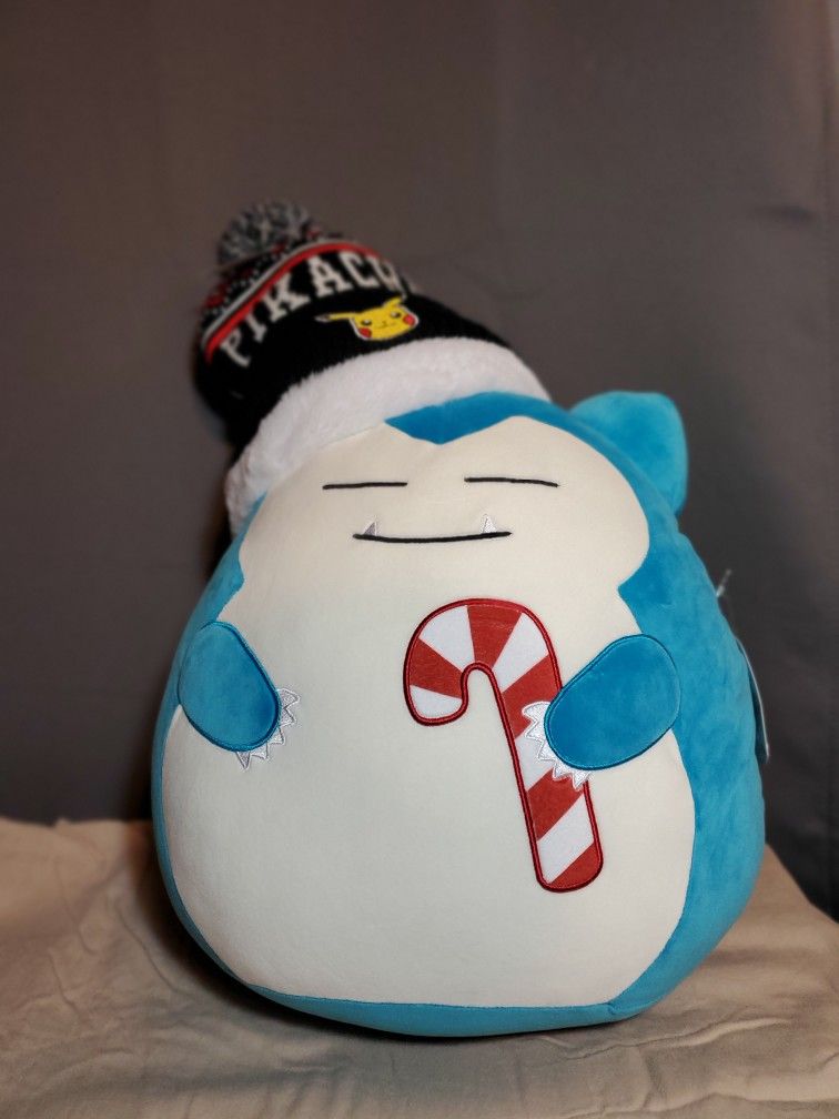 Pokémon Squishmallows Snorlax Holiday Plush With Pikachu Beanie