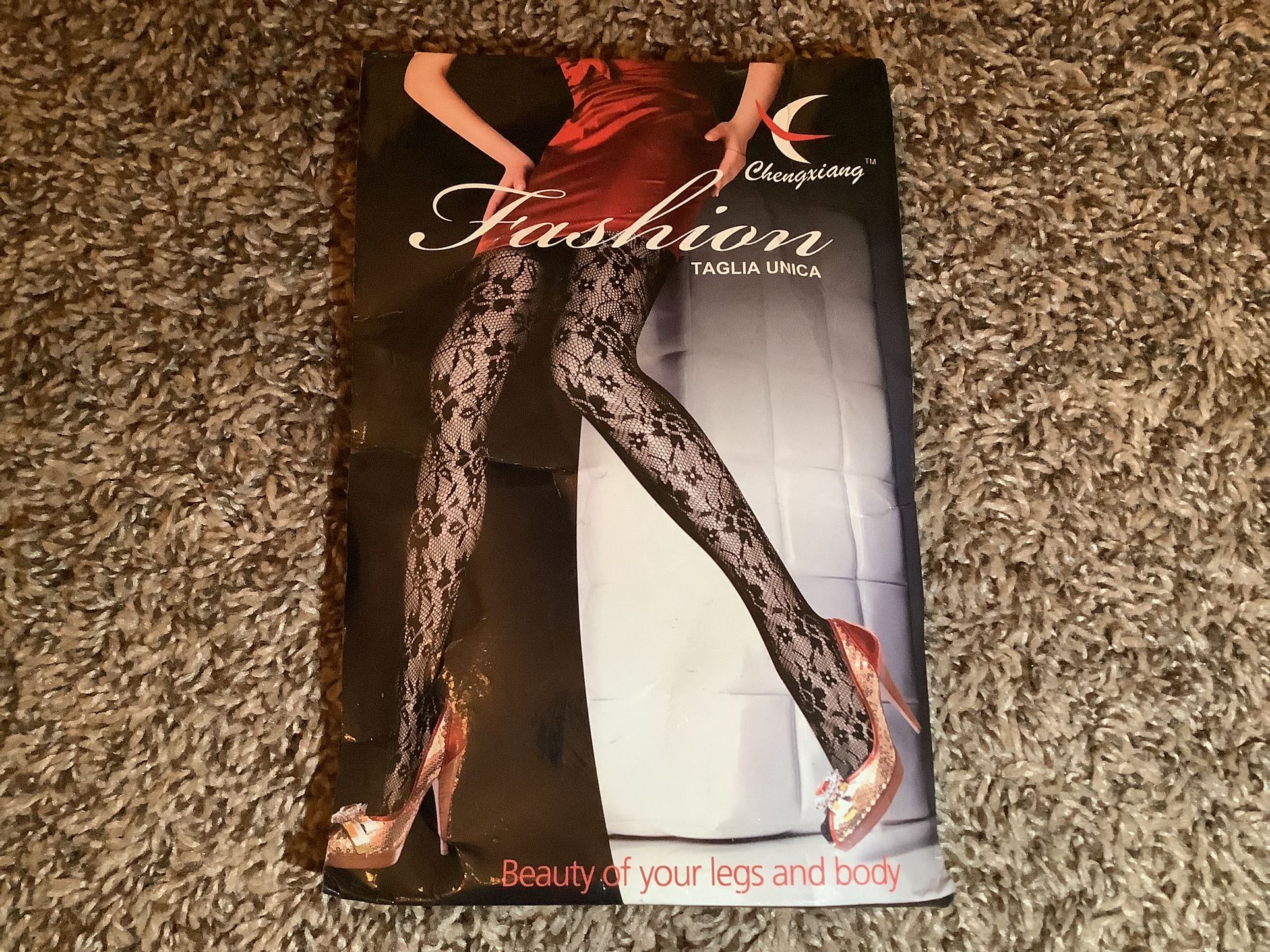 Chengxiang fashion flower fishnet pantyhose, black, One Size