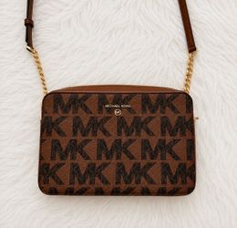 Michael Kors Jet Set Large Logo Crossbody Bag Brown | Never Used | Closet Kept