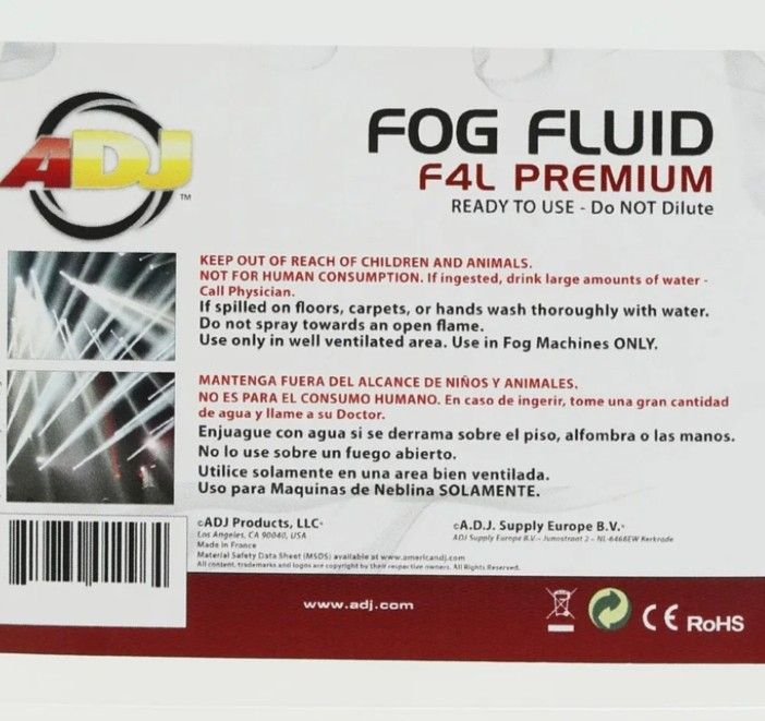 American DJ Fog Machine. Also usable Fog Juice