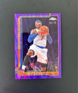 2025-26 Topps Chrome Update #148 Carmelo Anthony PURPLE RAY WAVE /75 - NY Knicks
