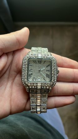 Cartier iced out moissanite  watch