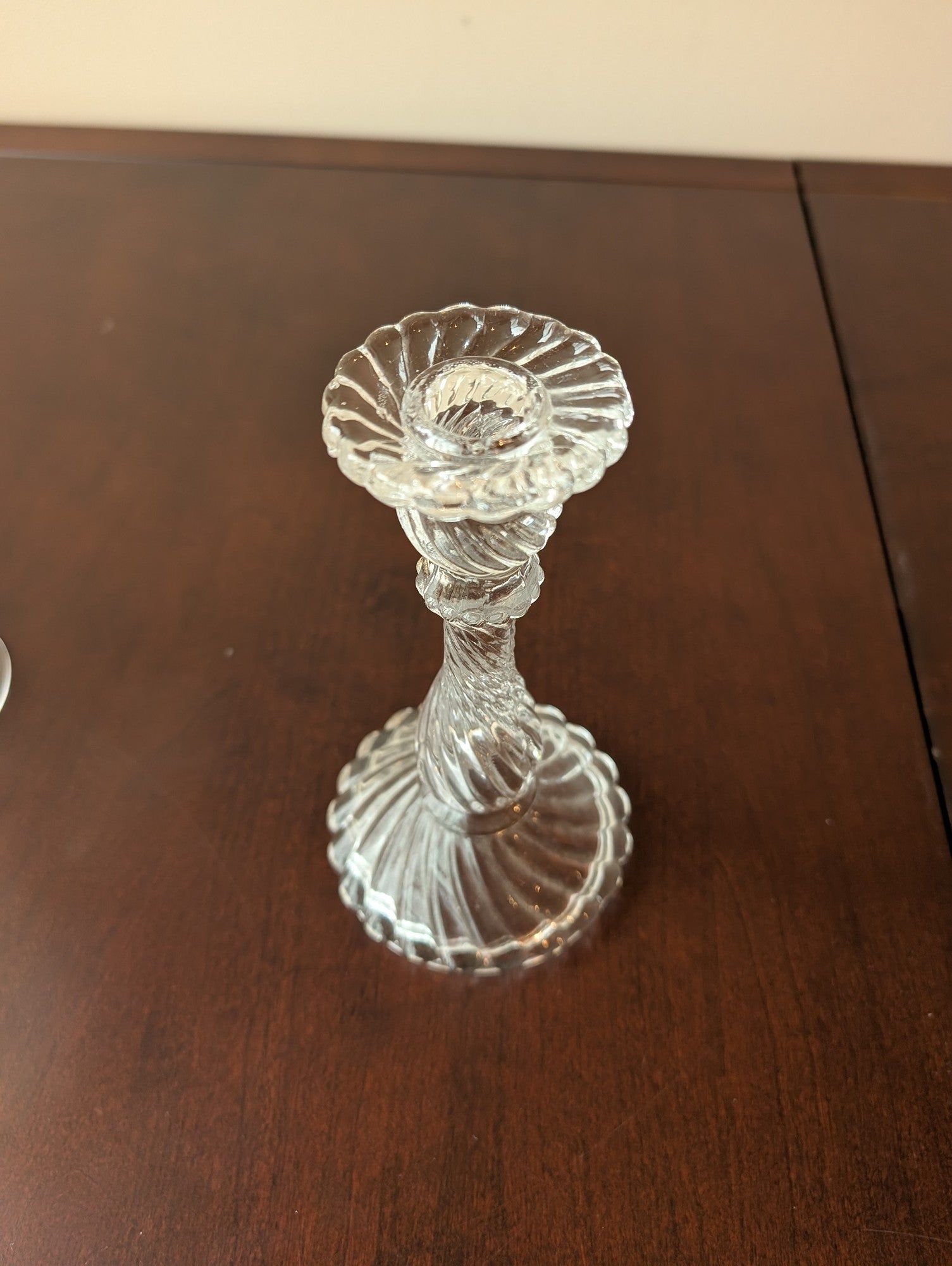 Clear Glass Twisted Stem Candlestick Holder