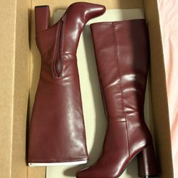 Burgundy Boots Knee high