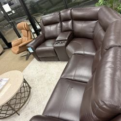 5pc Leather Sectional Sofa-Addyson-zero down Payment 