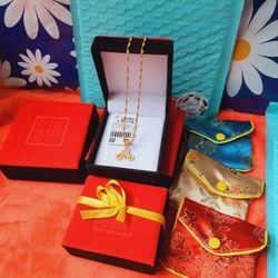 Bicycle Pendant Necklace Set 24k Gold  Plated 