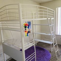 Metal Loft Bed Frame Twin Size 