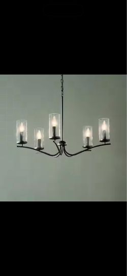 KICHLER Thorna 5-Light Chandelier with Clear Water Glass in Black