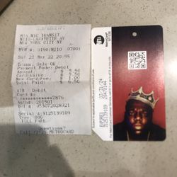 Biggie Smalls MetroCard 1yr Bday Anniversary