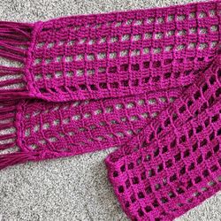 Magenta Scarf w/sparkle and Fringe 