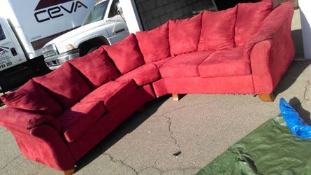 Red Suade Sectional Couch