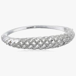 Napier Women’s Silver Boxed Layered Cuff Bangle Bracelet