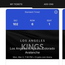 Los Angeles Kings Vs Colorado Avalanche Mon March 2nd 