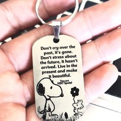 Snoopy Inspiration Quote Keychain Stainless Steel