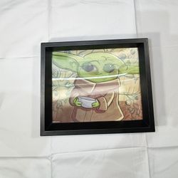 Baby Yoda Grogu Framed Wall Art Decor 12x12 Shadow Box Black Frame Mandaloria