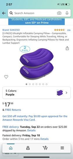 Camping inflatable pillows / new / 2 pk