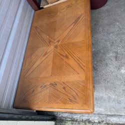 Genuine Wood Dining Room Table  With Two Panels Solid Wood