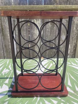 Countertop wine rack - wood & metal. Holds 6 bottles