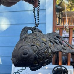 Cast Iron Koi Fish Candle Holder