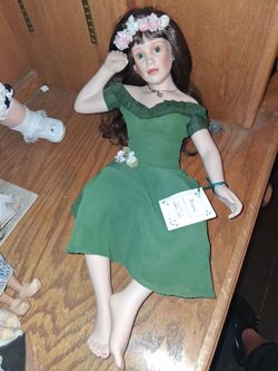 Destini Collectible Porcelain Doll Green Dress