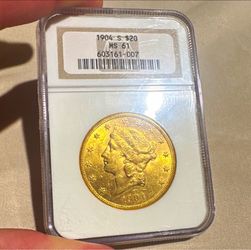 1904-S $20 Liberty Head Double Eagle Gold Coin Business Strike KM#74 Pre-1933