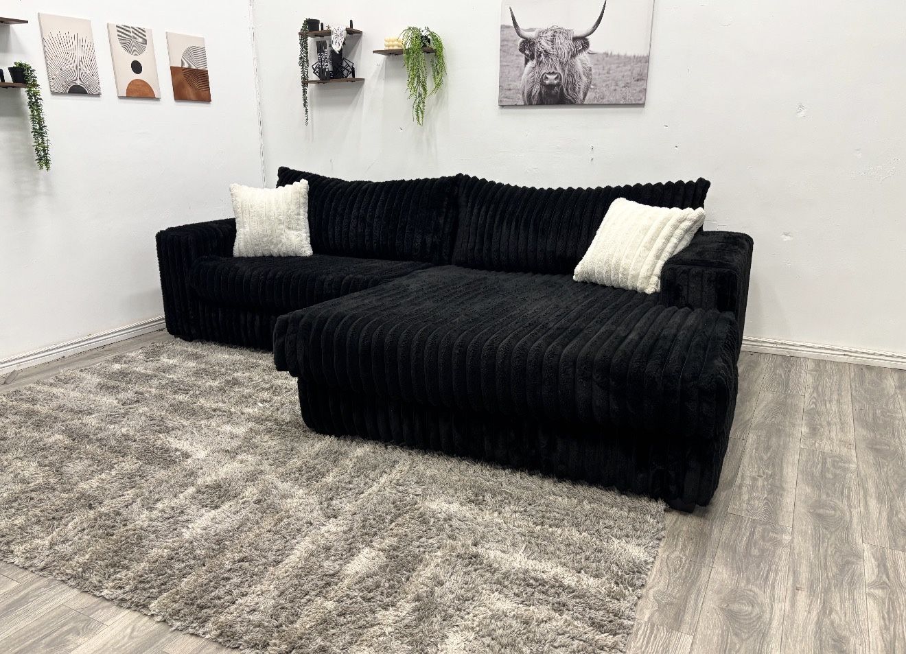 Black Sectional Couch - Free Delivery 